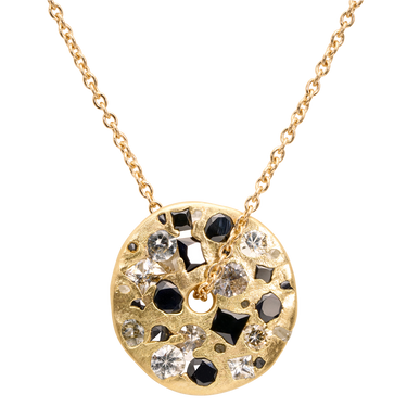 Black & White Mixed Cut Spinner Necklace - 12062